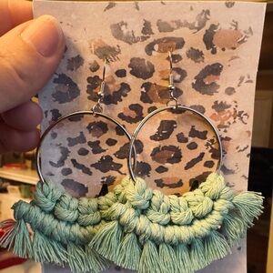 Boho Macrame Fringe Hoop Earrings